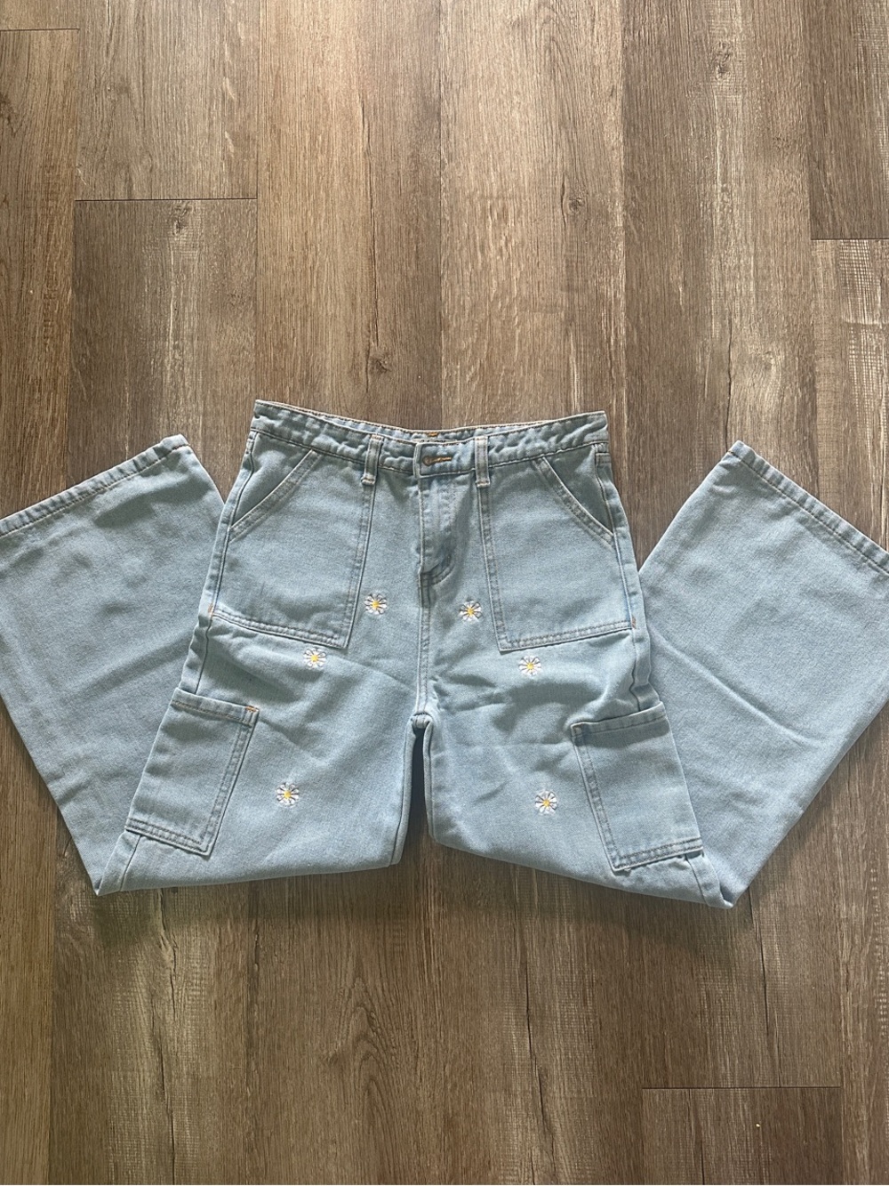 Light Blue Daisy Embroidered Jeans